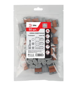 Клемма универсальная 222-415 с рычагами 5-проводная 0.08-2.5/4 мм2 (упаковка 50 шт.) ЭРА NO-225-348