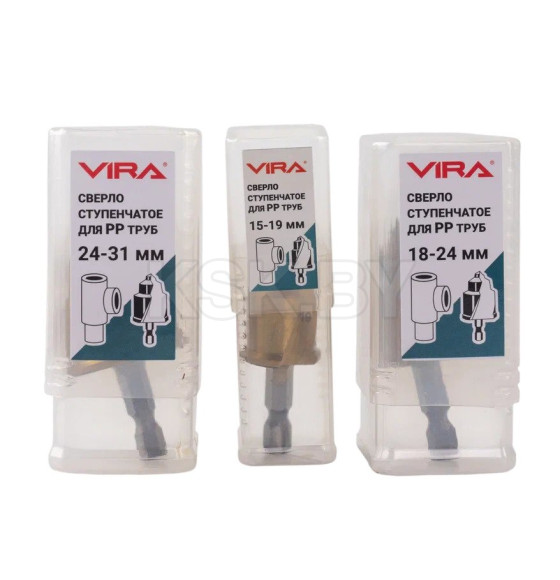 Набор ступенчатых сверл VIRA 15-19, 18-24, 24-31 мм для полипропиленовых труб PPR (551404) 