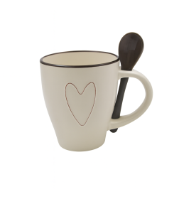 Кружка с ложкой "Сердце" 285 мл, 23068 (микс) керамика, Lavenir