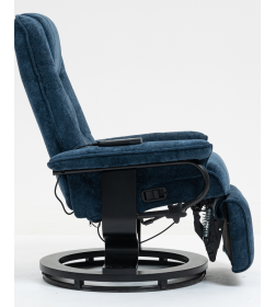 Кресло вибромассажное с пуфом CALVIANO 22, синий плюш