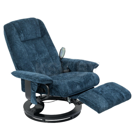 Кресло вибромассажное с пуфом CALVIANO 22, синий плюш