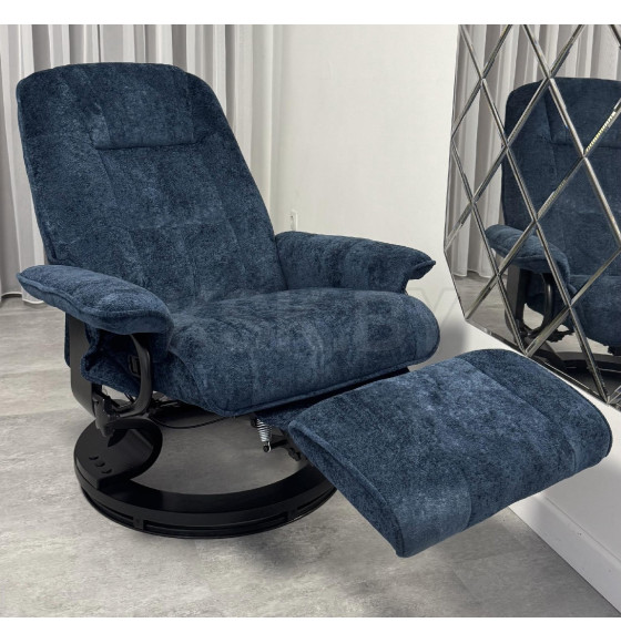 Кресло вибромассажное с пуфом CALVIANO 22, синий плюш