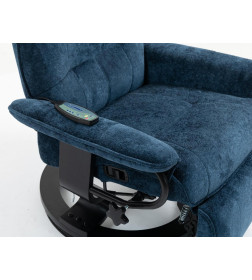 Кресло вибромассажное с пуфом CALVIANO 22, синий плюш