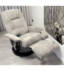 Кресло вибромассажное с пуфом CALVIANO 23, серый плюш