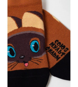 Носки женские 1162 Брестские СОЮЗМУЛЬТФИЛЬМ ("Котенок по имени Гав", укороченные), р. 23 рис.627  РЫЖИЙ