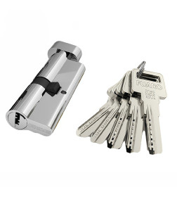 Цилиндровый механизм Fuaro R6002 Knob80(35+10+35) CP хром 5Key с вертушкой