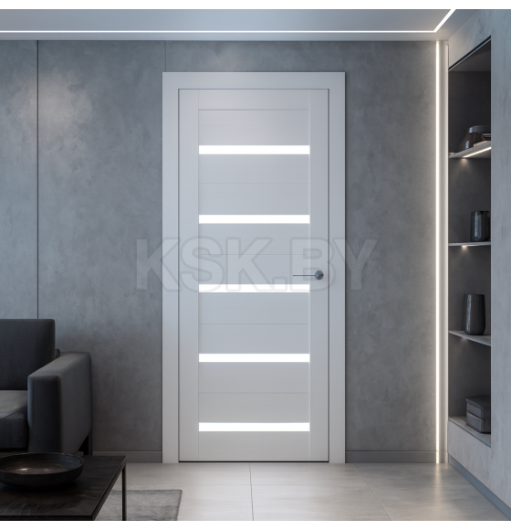 Дверь межкомнатная Амати М01,800х2000,Экошпон,Эшвайт,стекло матовое