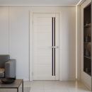 Дверное полотно Амати 26 600х2000, Экошпон,Эшвайт,стекло черное