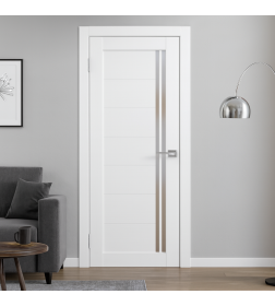 Дверное полотно Амати 26 600х2000, Экошпон,Шагрень белая,стекло матовое