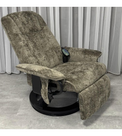 Кресло вибромассажное с пуфом CALVIANO 20, коричневый плюш