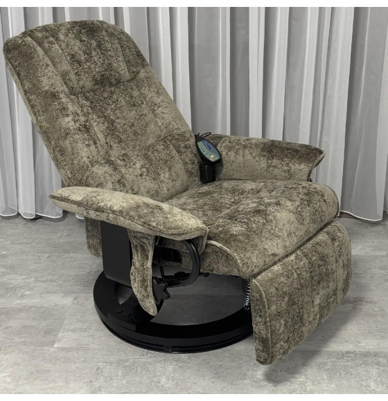 Кресло вибромассажное с пуфом CALVIANO 20, коричневый плюш