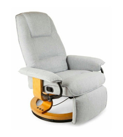Кресло вибромассажное Calviano с подъемным пуфом и подогревом 2162 (ткань, серое)