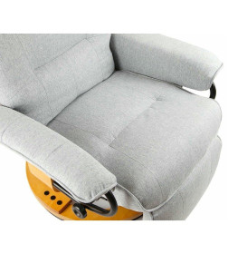 Кресло вибромассажное Calviano с подъемным пуфом и подогревом 2162 (ткань, серое)