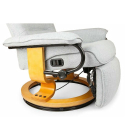 Кресло вибромассажное Calviano с подъемным пуфом и подогревом 2162 (ткань, серое)