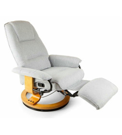 Кресло вибромассажное Calviano с подъемным пуфом и подогревом 2162 (ткань, серое)