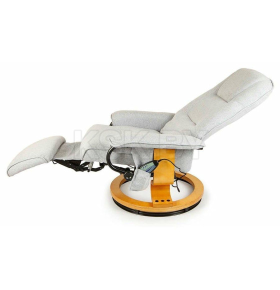 Кресло вибромассажное Calviano с подъемным пуфом и подогревом 2162 (ткань, серое)