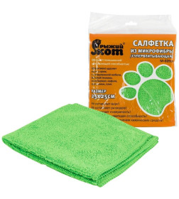 Салфетка Рыжий кот из микрофибры цвет: зеленый 25х25 см