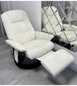 Кресло вибромассажное с пуфом CALVIANO 21, бежевый плюш