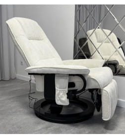 Кресло вибромассажное с пуфом CALVIANO 21, бежевый плюш