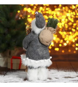 Дед Мороз "В сером тулупе со снегоступами" 30 см