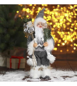 Дед Мороз "В сером тулупе со снегоступами" 30 см