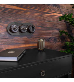 Выключатель на 4 положения двухклавишный коричневый Ретро Werkel