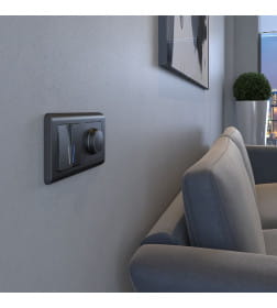 Выключатель 2-кл. с подсветкой графит рифленый Werkel