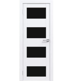 Дверь межкомнатная Амати 02,700х2000, Экошпон, Бьянко,стекло черное
