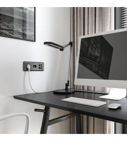 Накладка для двойной розетки Еthernet RJ-45 графит рифленный Werkel