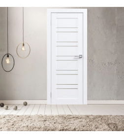 Дверное полотно Амати 25 800х2000, Экошпон,Бьянко,стекло матовое