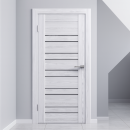 Дверное полотно Амати 25 400х2000,Экошпон,Сканди классик,стекло черное