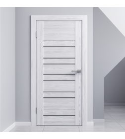 Дверное полотно Амати 25 400х2000,Экошпон,Сканди классик,стекло черное