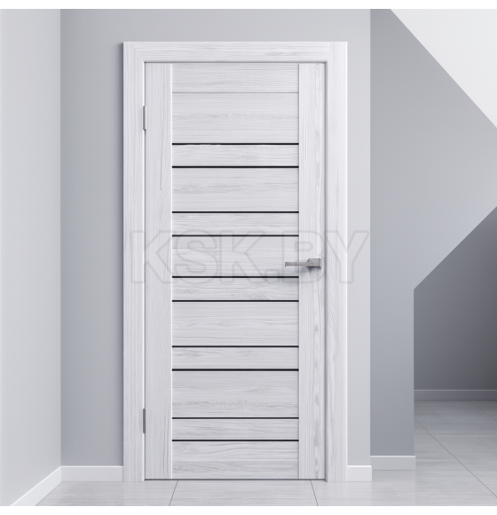 Дверное полотно Амати 25 400х2000,Экошпон,Сканди классик,стекло черное