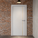Дверное полотно "Line" 8 ,2000х600х38мм,Белый,золотой молдинг