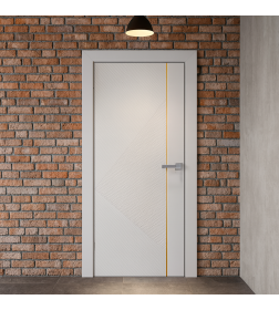 Дверное полотно "Line" 8 ,2000х600х38мм,Белый,золотой молдинг