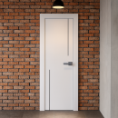 Дверь межкомнатная  "Line" 6 ,2000х700х38мм,Эмаль,Белый,черный молдинг