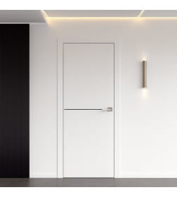 Дверное полотно "Line" 7 ,2000х600х38мм,Белый,черный молдинг