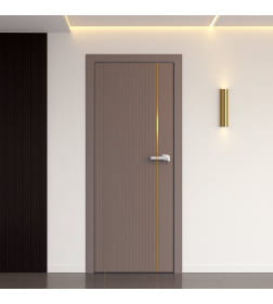 Дверное полотно "Line" 5 ,2000х600х38мм,Капучино,золотой молдинг