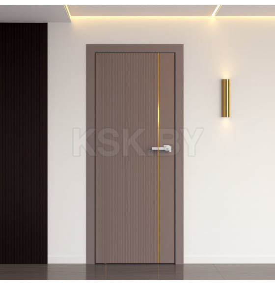 Дверное полотно "Line" 5 ,2000х600х38мм,Капучино,золотой молдинг