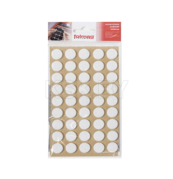 Подкладка самоприлипающая фетровая d15мм (1лист-45шт) белая Folmag (83782) 