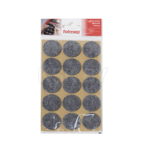 Подкладка самоприлипающая фетровая d30мм (1лист-15шт) серая Folmag (93852) 