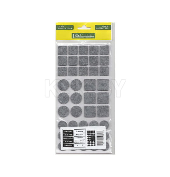 Подкладка самоприлипающая фетровая микс (d20, 20 х 20 - 15 штук d25, 25 х 25 - 6 штук) серая Pacific PC 6001 GR (110844) 