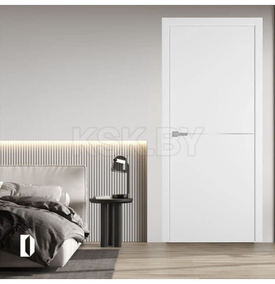 Дверное полотно Basic 1 Ice,кромка ABS Ice,серебряный молдинг 2000х600х35мм