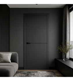 Дверное полотно Basic 1 Onyx,кромка ABS black,черный молдинг 2000х800х35мм