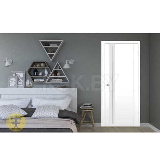 Дверное полотно Contur Modern MX12  ДО Белый 2000х800х35мм,стекло белый лак