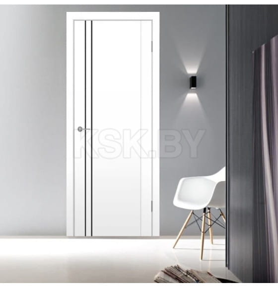 Дверное полотно Contur Modern MX5  ДГ Белый 2000х700х35мм,молдинг