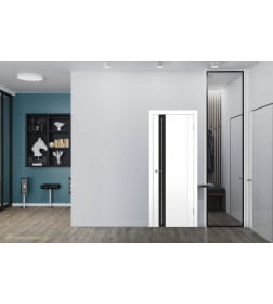 Дверное полотно Contur Modern MX12  ДО Белый 2000х600х35мм,стекло черный лак