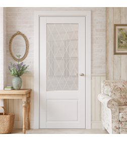 Дверное полотно Flash Eco Classic ПО-02,2000х600х38мм,Белый,стекло матовое