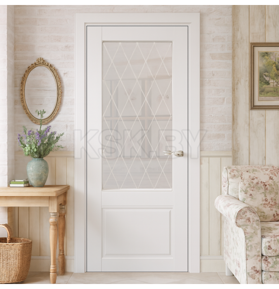 Дверное полотно Flash Eco Classic ПО-02,2000х700х38мм,Белый,стекло матовое