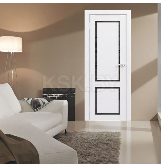 Дверное полотно Flash Eco Classic 02 парящая филенка ,2000х900х38мм,Белый,стекло черное